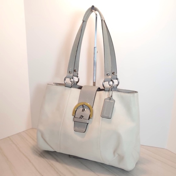 Coach Handbags - Coach Soho Leather White and Grey East/West Handbag - A1293-F18751